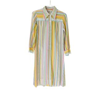 Serbin Designed by Muriel‎ Ryan Rainbow Stripe Shirt House Dress NIghtgown M-L